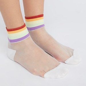 FREE PEOPLE jaded anklet sheer rainbow socks